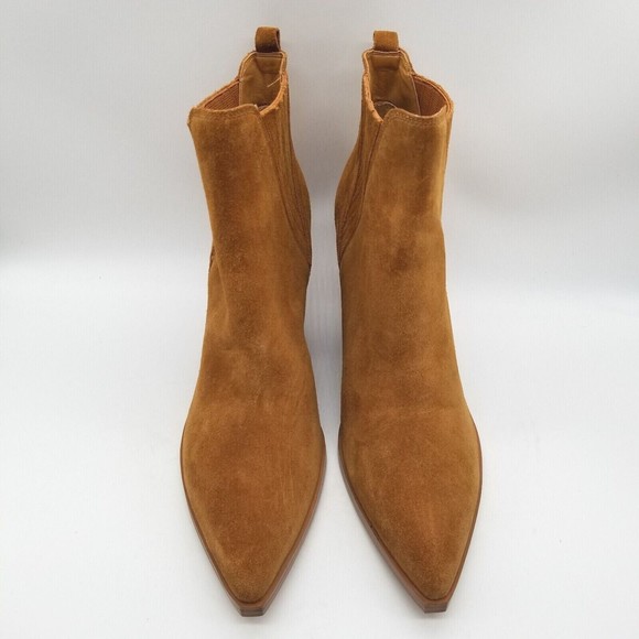 Marc Fisher Womens Brown Suede  Pointed Toe Block Heel Gadri Booties - Picture 3 of 6